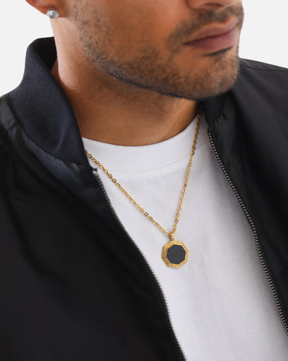 Saint Morta Onyx Octagon Pendant Chain Gold