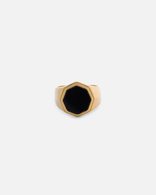 Saint Morta Onyx Octagon Signet Ring Gold