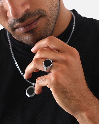 Saint Morta Onyx Octagon Signet Ring White Gold