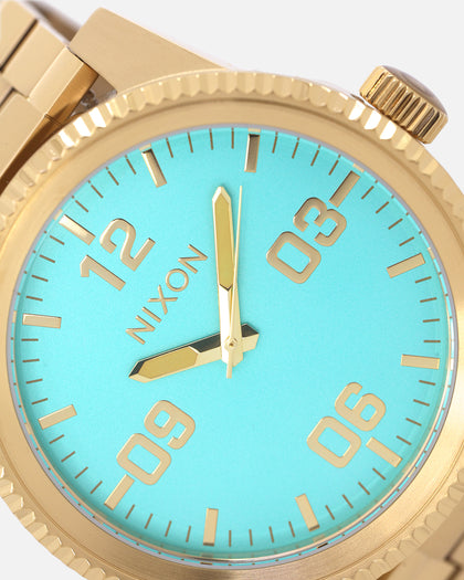 Nixon Corporal Stainless Steel Watch Gold/Turquoise