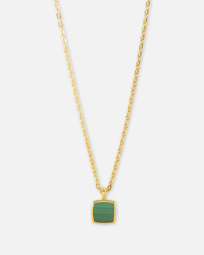Saint Morta Malachite Pendant Chain Gold