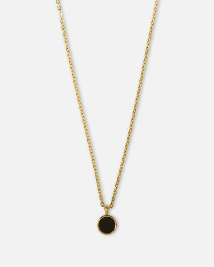 Saint Morta Onyx Round Pendant Chain Gold