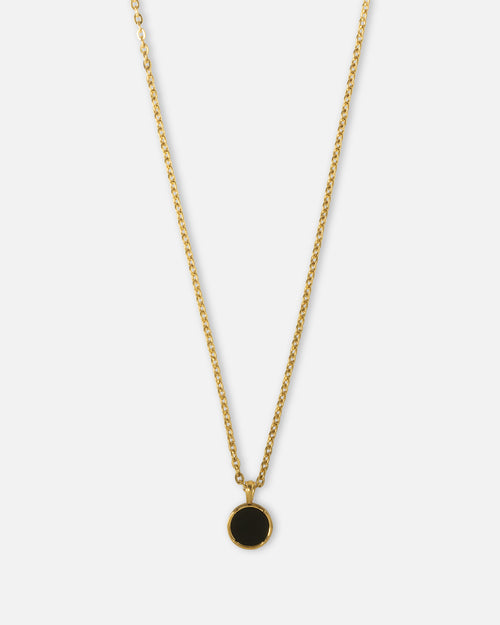 Saint Morta Onyx Round Pendant Chain Gold