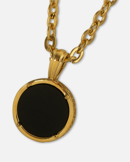 Saint Morta Onyx Round Pendant Chain Gold