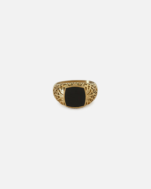 Saint Morta Onyx Square Ring Gold