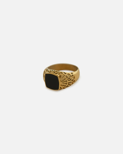 Saint Morta Onyx Square Ring Gold