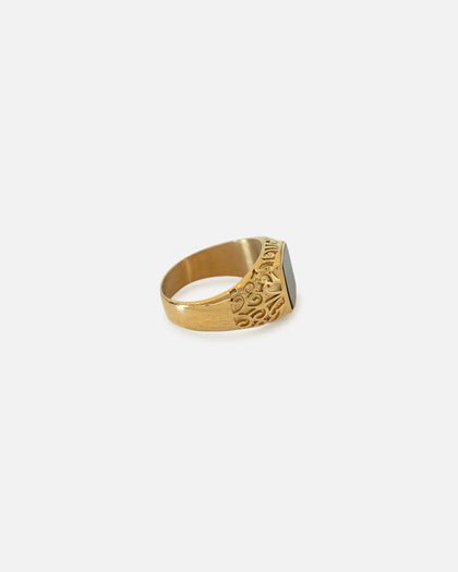 Saint Morta Onyx Square Ring Gold