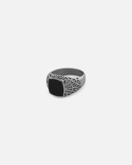 Saint Morta Onyx Square Ring White Gold