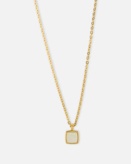 Saint Morta Pearl Square Pendant Chain Gold