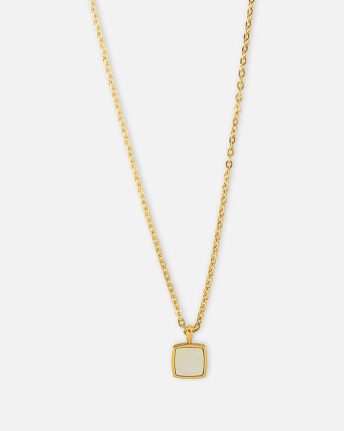 Saint Morta Pearl Square Pendant Chain Gold
