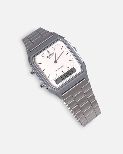 Casio AQ230A-7D Watch Silver/White