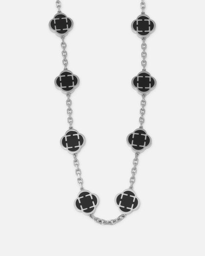 Saint Morta Onyx Clover Necklace White Gold