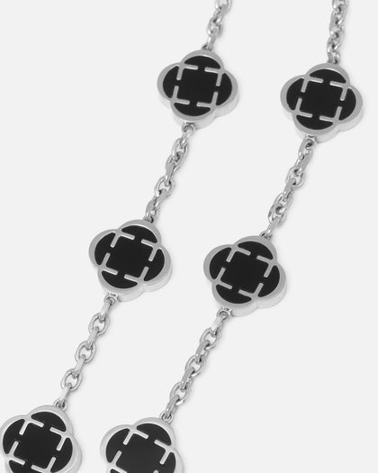 Saint Morta Onyx Clover Necklace White Gold