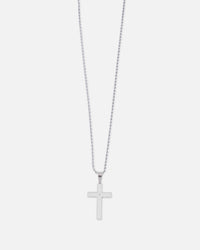 Saint Morta Textured Cross Pendant Chain White Gold