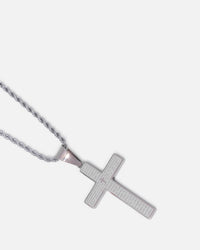 Saint Morta Textured Cross Pendant Chain White Gold