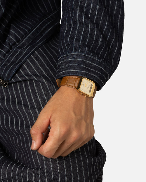 Casio AQ230EGL-9A Watch Black/Gold/Tan