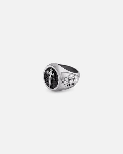 Guess Mainline Rebel Knight 18mm Dagger Crystal Ring Silver