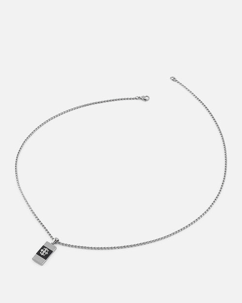 Guess Mainline Rebel Moon 26" Tag Necklace Steel