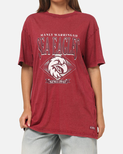 Bleacher Athletic Manly Warringah Sea Eagles Adult Washed Team T-Shirt Maroon