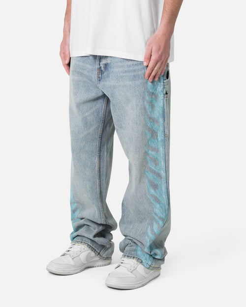 MNML Ultra Baggy Side Panel Denim Jeans Blue
