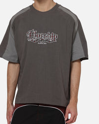Worship Catharsis Box Crop Raglan T-Shirt Worn Black