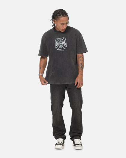 West Coast Choppers Chain Cross T-Shirt Black Acidwash