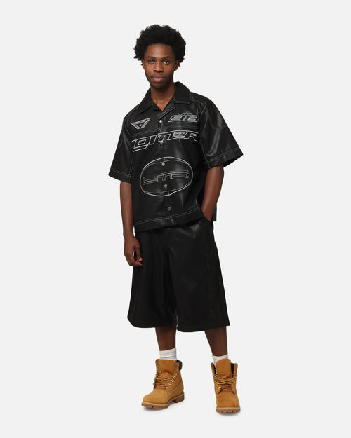 Loiter Motor PU Leather Shorts Black