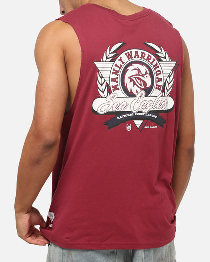 Bleacher Athletic Manly Warringah Sea Eagles NRL Adult Muscle T-Shirt Maroon