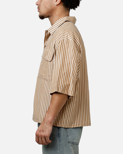 MNML Strip One Pocket Pajama Shirt Brown/Cream
