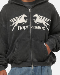 Represent Pegasus Zip Through Hoodie Vintage Grey