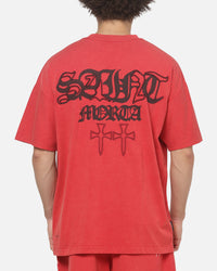 Saint Morta Destruct Boxy T-Shirt Vintage Washed Red
