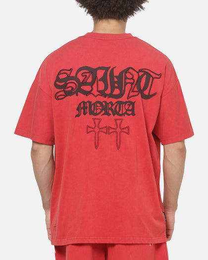 Saint Morta Destruct Boxy T-Shirt Vintage Washed Red