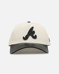 New Era Atlanta Braves 'Leather Visor' 9FORTY A-Frame Snapback Chrome White/Black