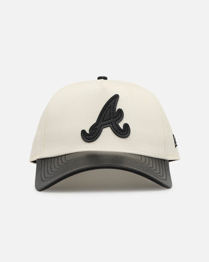 New Era Atlanta Braves 'Leather Visor' 9FORTY A-Frame Snapback Chrome White/Black