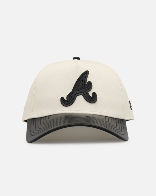 New Era Atlanta Braves 'Leather Visor' 9FORTY A-Frame Snapback Chrome White/Black