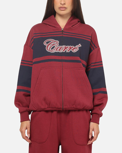 Carre Varsity Stripe Zip Hoodie Burgundy/Navy