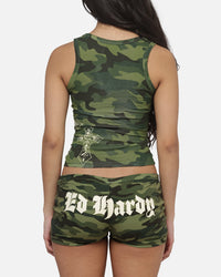 Ed Hardy Women's Crossed Tank Woodland Camo
