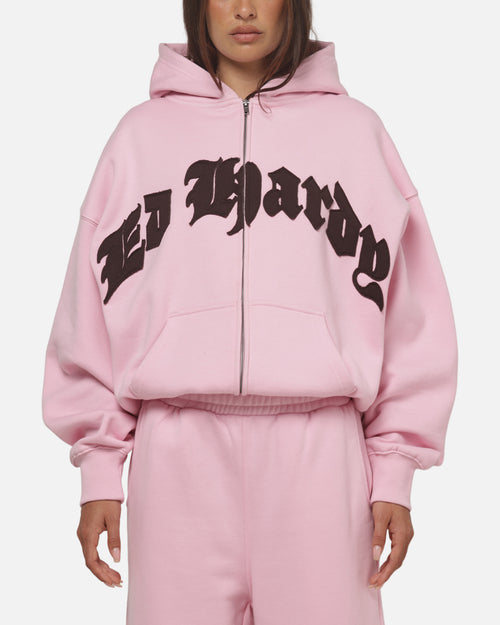 Ed Hardy Women's Distressed Hoodie Pink
