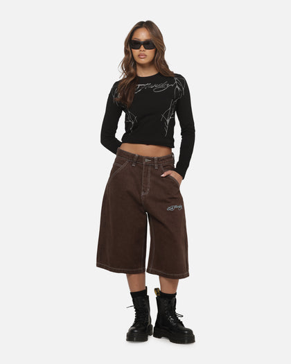 Ed Hardy Serpent Jorts Brown