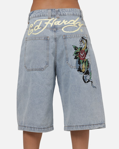 Ed Hardy Serpent Jorts Light Wash