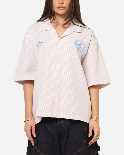 Carre Rose Pinstripe Button Up Shirt Sand