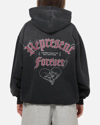 Represent Duality Hoodie Washed Black