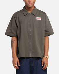 Carre Workwear Zip Up Shirt Khaki