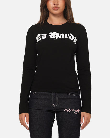 Ed Hardy Women's Tiger Long Sleeve T-Shirt Black