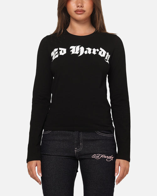 Ed Hardy Women's Tiger Long Sleeve T-Shirt Black