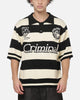 Criminal Damage Sports Knitted Polo Shirt Black Stripe