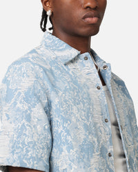 XXIII Denim Jacquard Button Up Shirt Pacific Blue