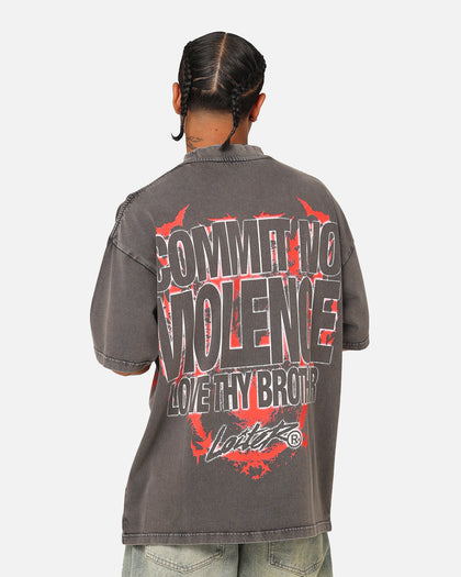 Loiter Dog Tag Oversized T-Shirt Charcoal Grey