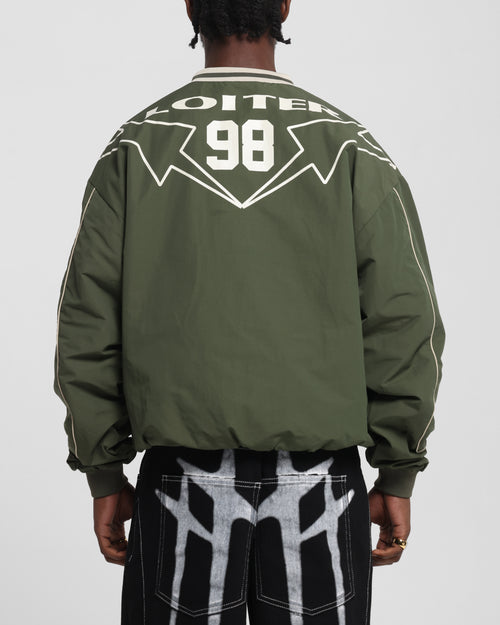 Loiter Racer Nylon Jersey Crewneck Dark Green