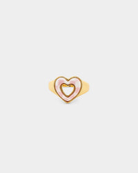 Raising Hell Checkered Heart Ring Gold/Pink